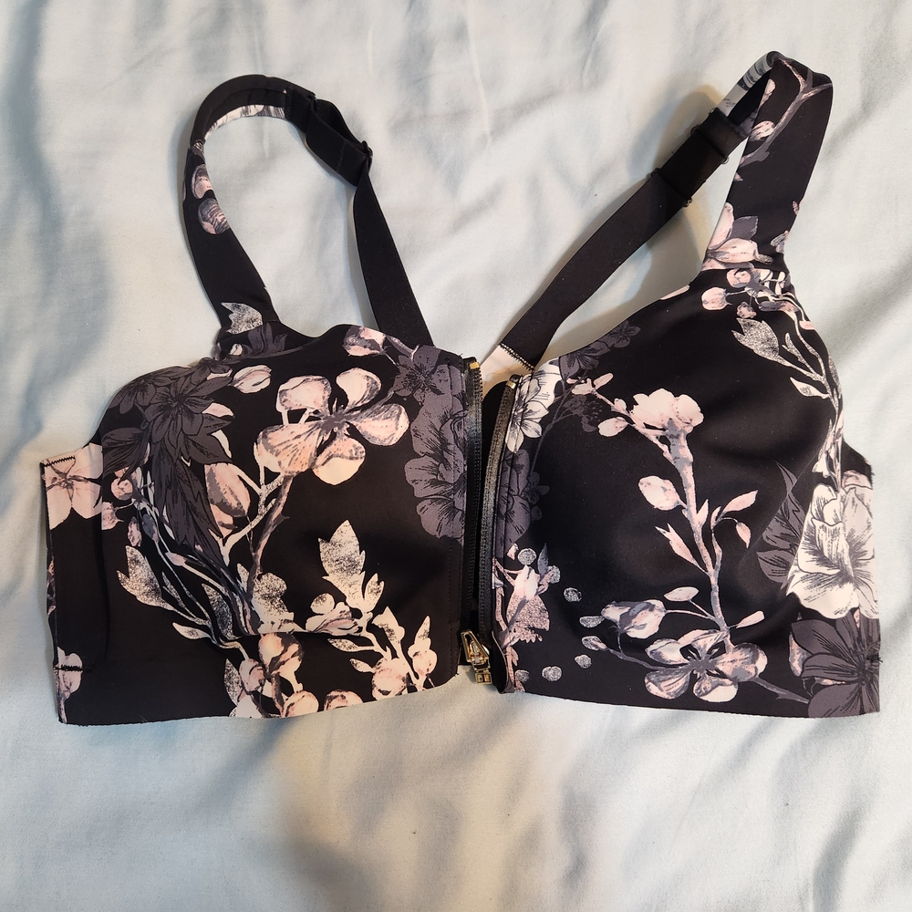 Floral Black and Pink Women's Bra